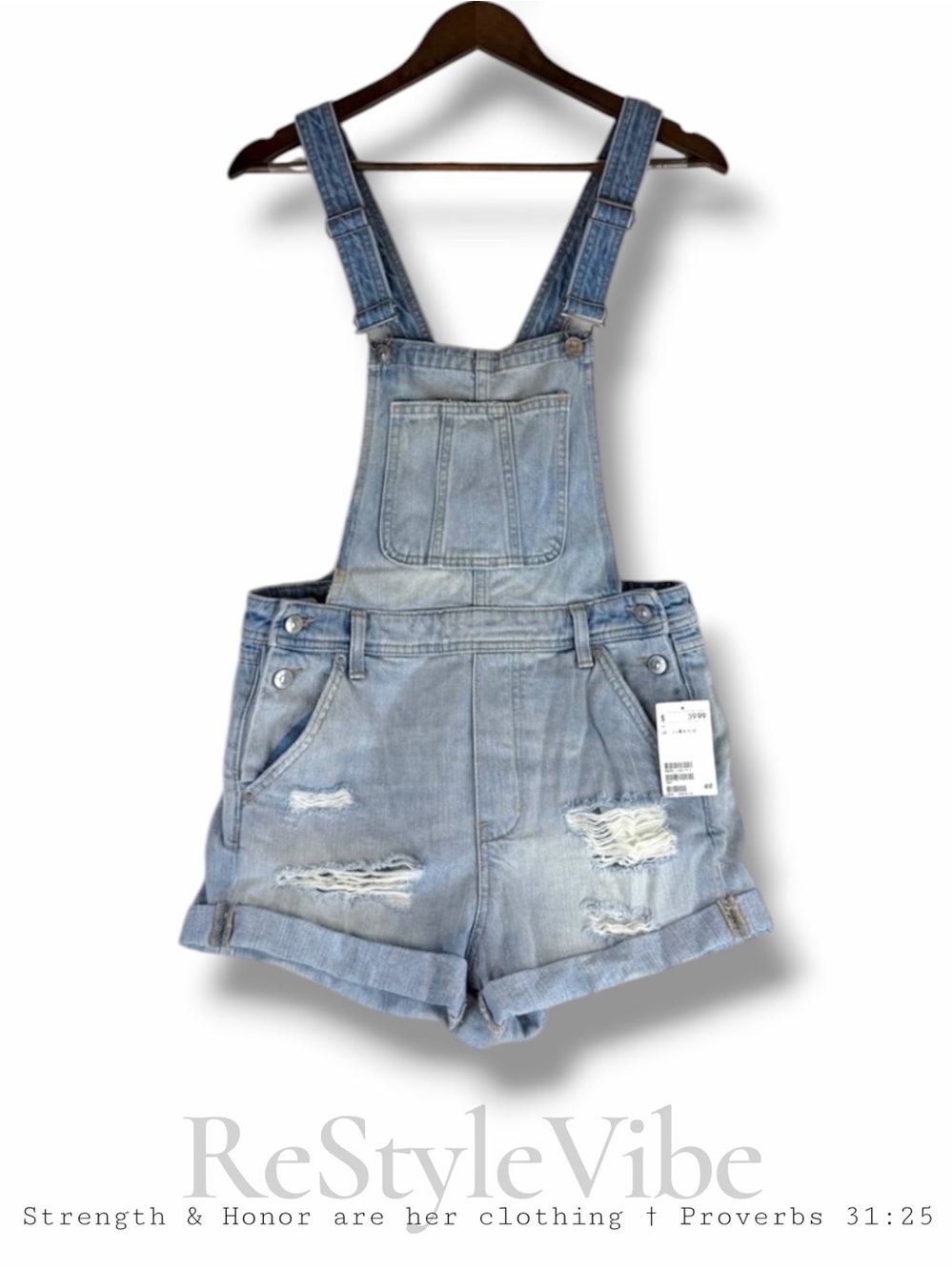 DIVIDED x H&M Women’s Size 6 Bib Overalls Denim Jean Shorts NWT Destructed NEW
